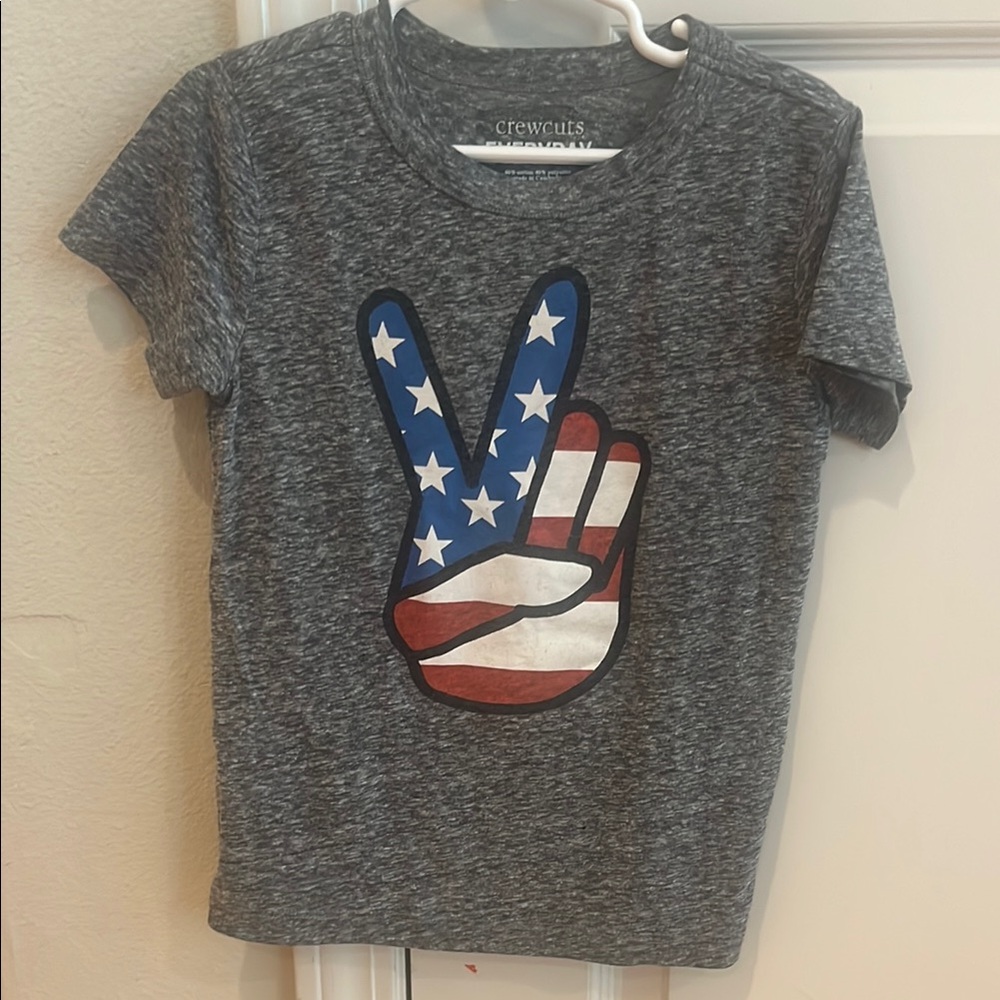 Crewcuts 4-5 Flag Peace Gray Kids T-Shirt